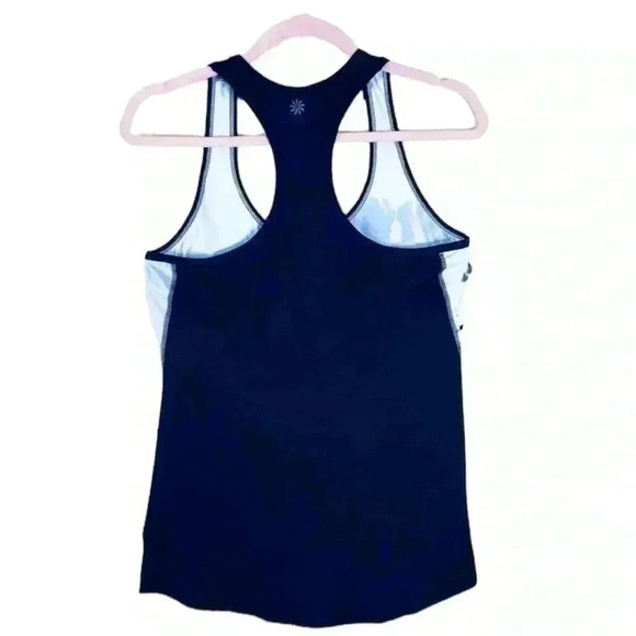 ATHLETA Black W/ Floral Light Weight Razorback Athletic Tank Top Size S - Picture 2 of 8